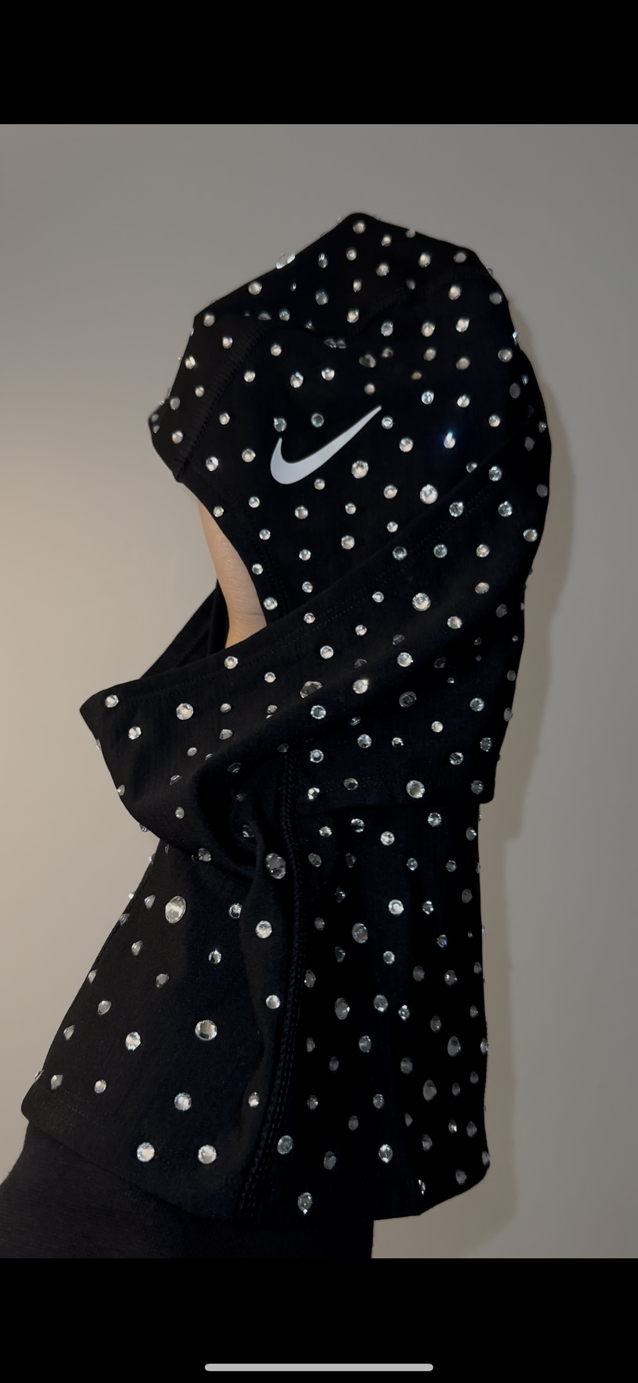 BLACK HOODED MASK FULLY BEDAZZLED