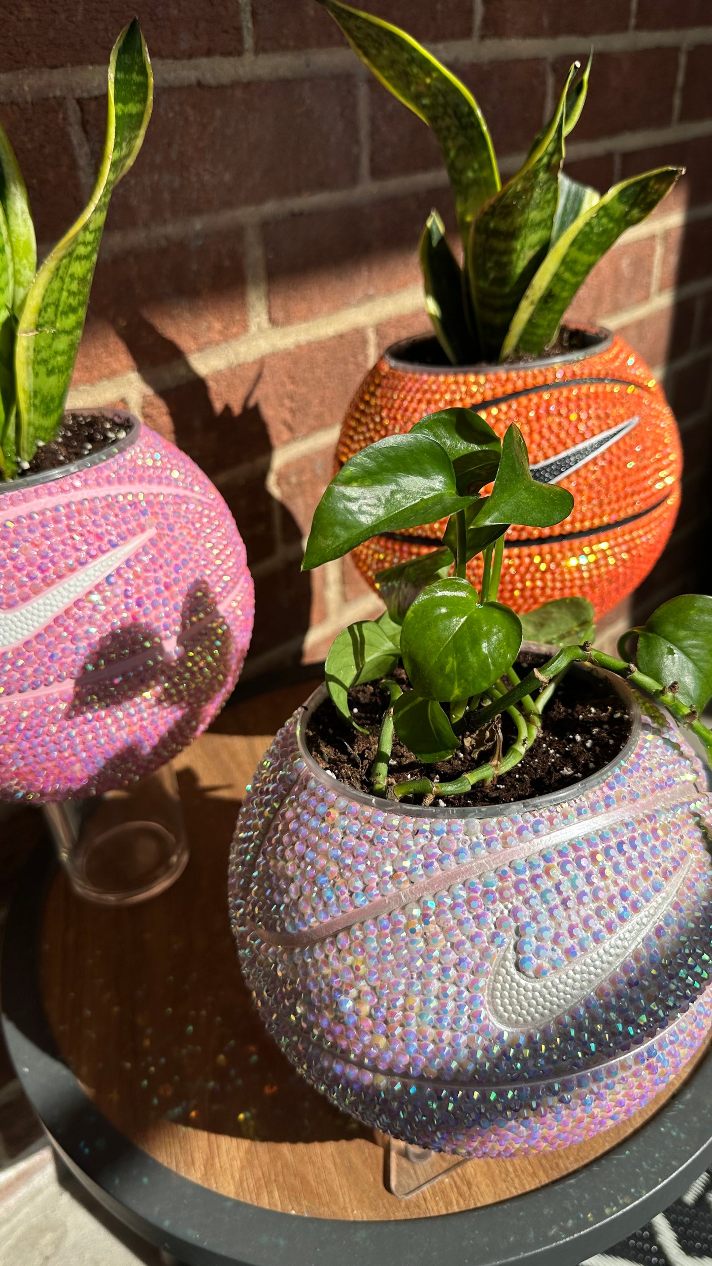 MINI RHINESTONED BASKETBALL PLANTER