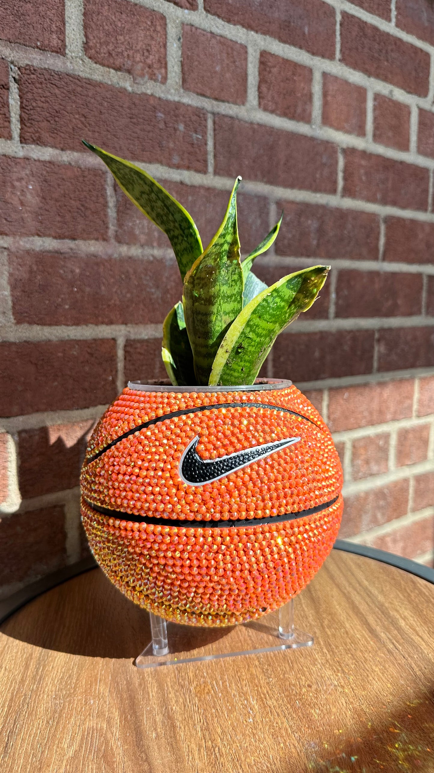 MINI RHINESTONED BASKETBALL PLANTER