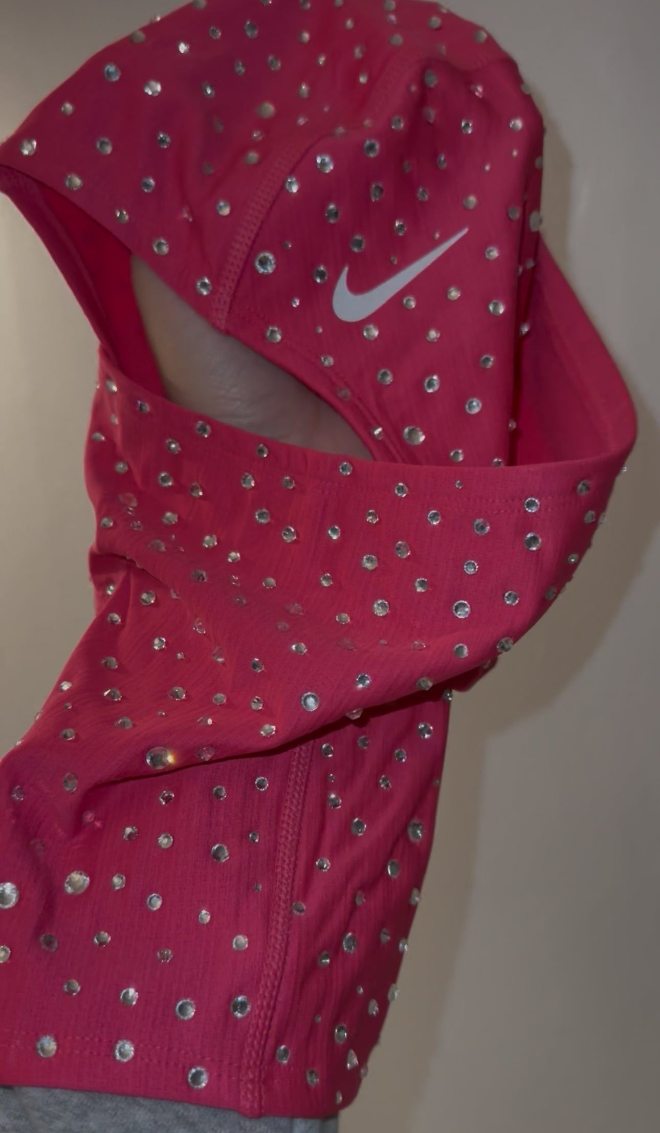 PINK  HOODED MASK FULLY BEDAZZLED