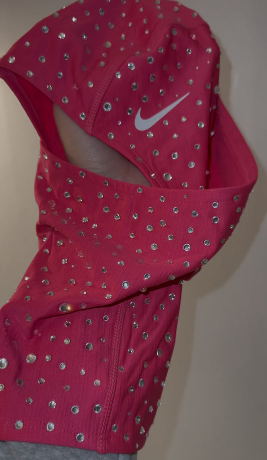PINK  HOODED MASK FULLY BEDAZZLED