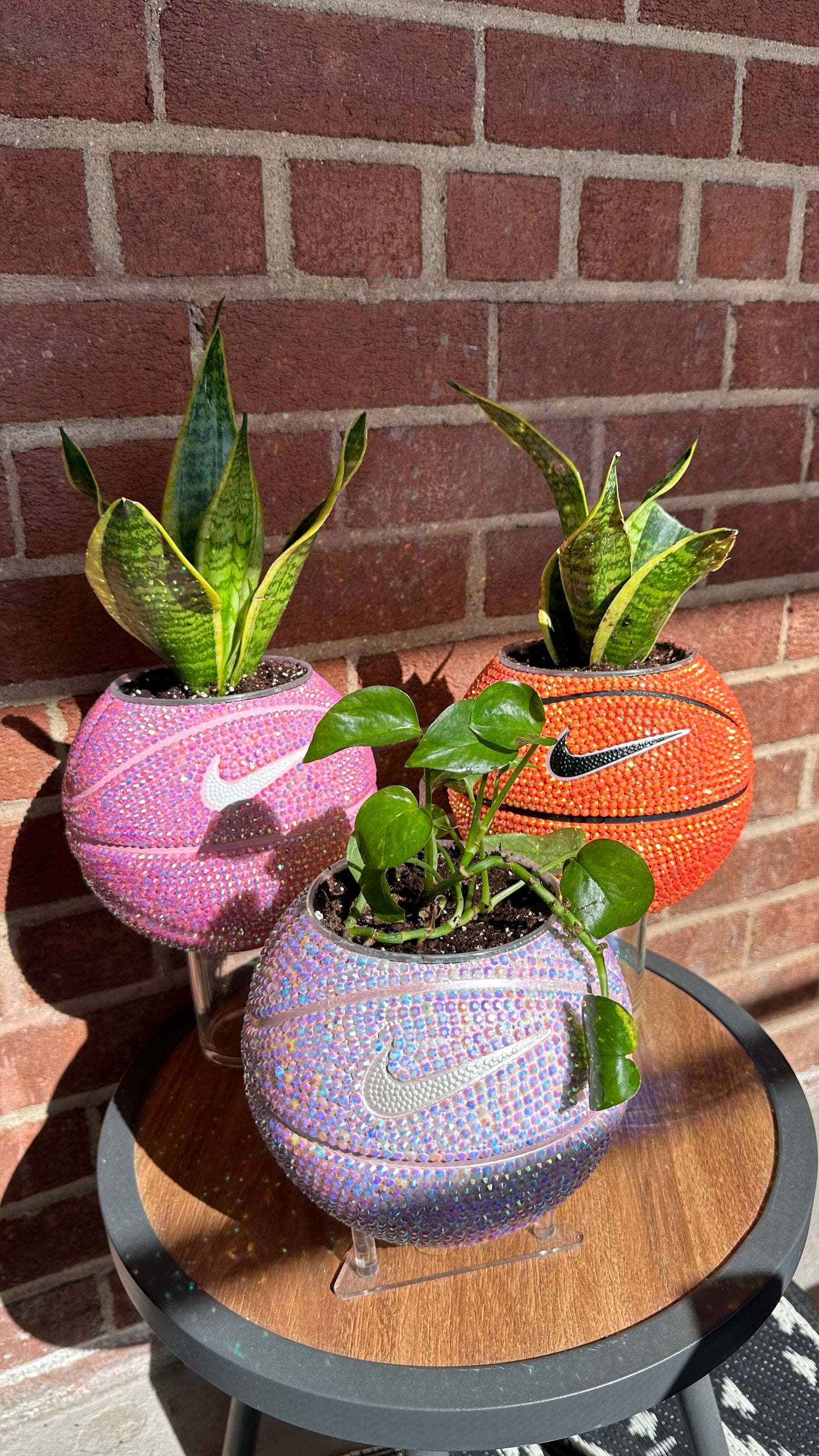 MINI RHINESTONED BASKETBALL PLANTER