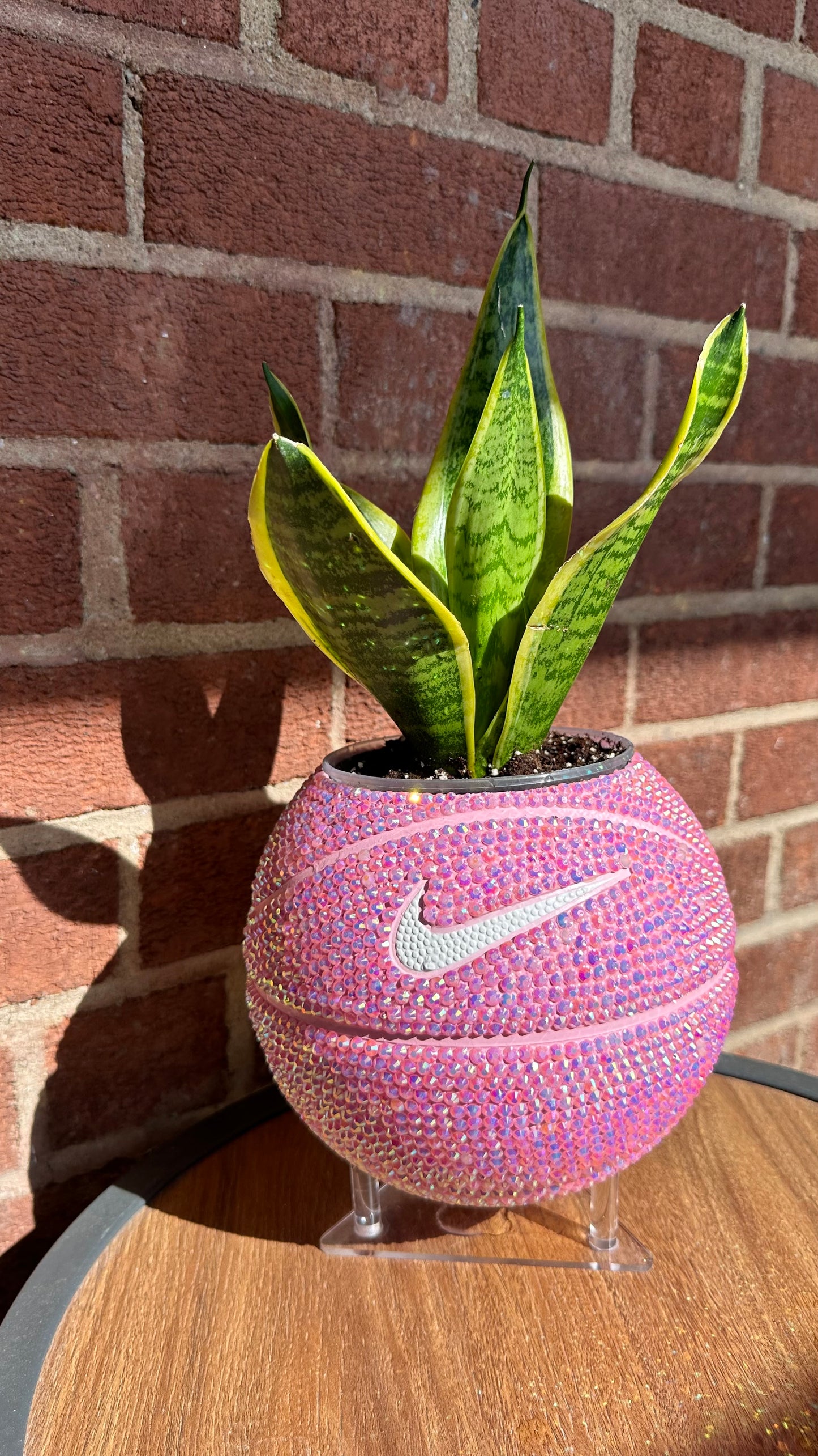 MINI RHINESTONED BASKETBALL PLANTER