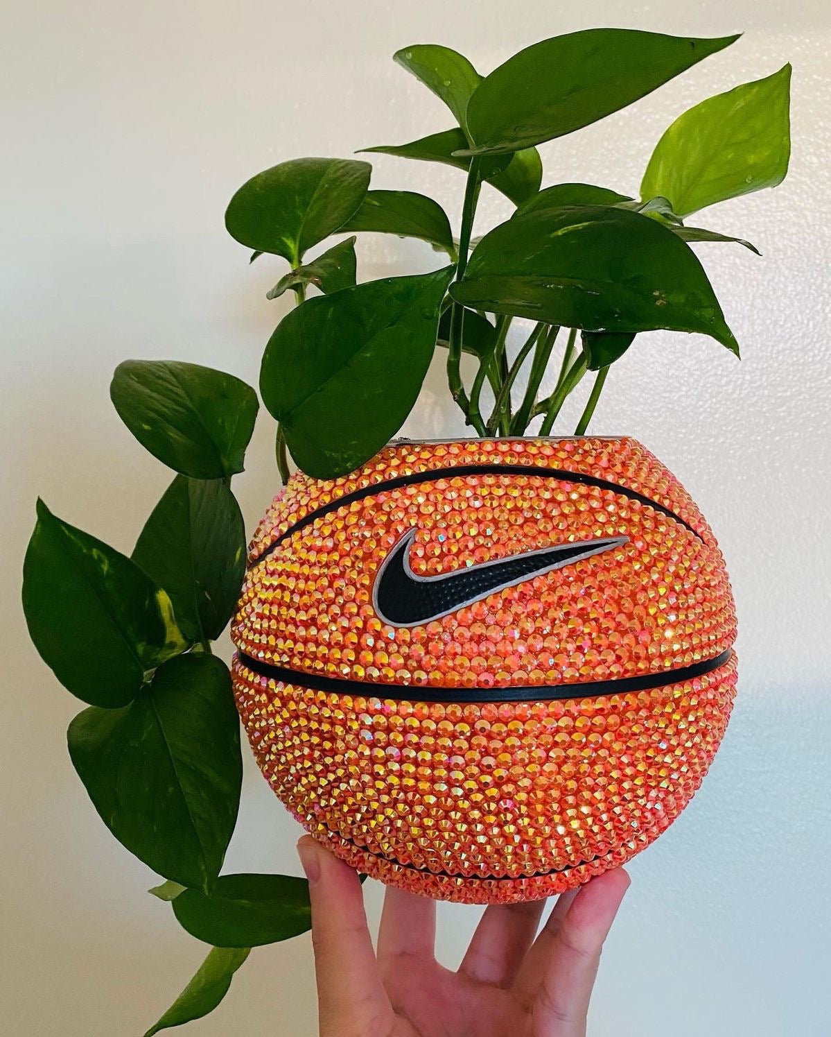 MINI RHINESTONED BASKETBALL PLANTER