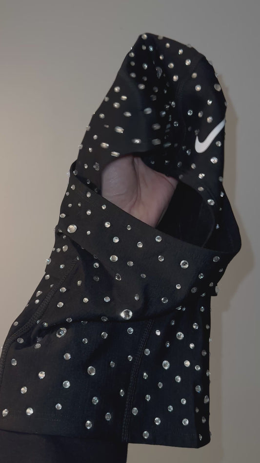 BLACK  HOODED MASK FULLY BEDAZZLED